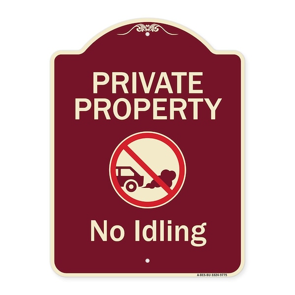 Designer Series-Private Property No Idling With Graphic, 24" H, BU-1824-9775